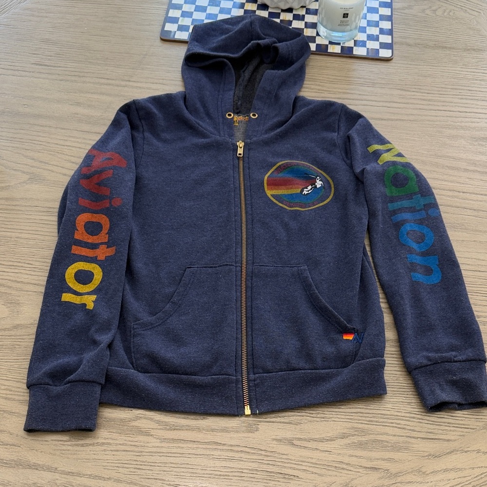 KID'S (sz12) AVIATOR NATION HAMPTONS ZIP HOODIE - NAVY - Picture 2 of 11